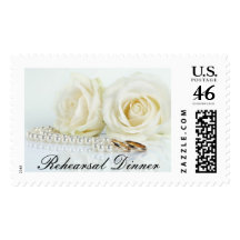 Wedding White Roses - Rehearsal Dinner Stamp