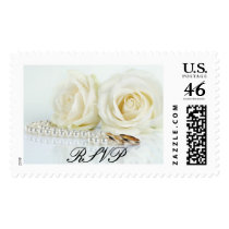 Wedding White Roses - RSVP postage