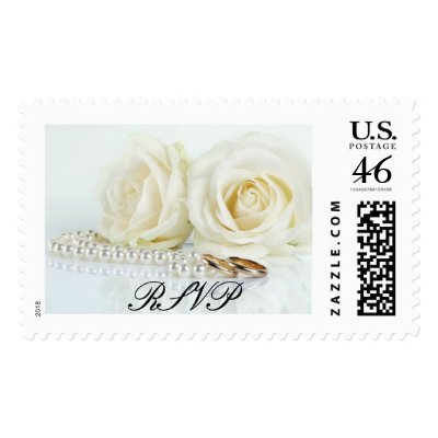 Wedding White Roses - RSVP Postage