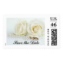 Wedding White Roses - Save the Date postage