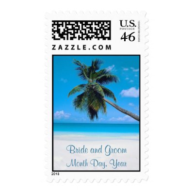 Wedding White Sandy Beach - Personalize Postage Stamp