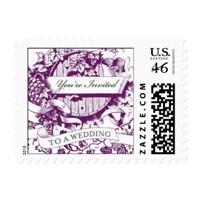 Wedding Wine Barrel Postage Stamps