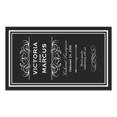 Wedding Wine Bottle Monogram Favor Labels Sticker