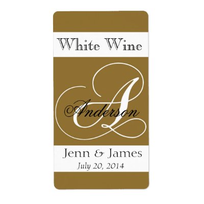 Wedding Wine Labels Gold Monogram A