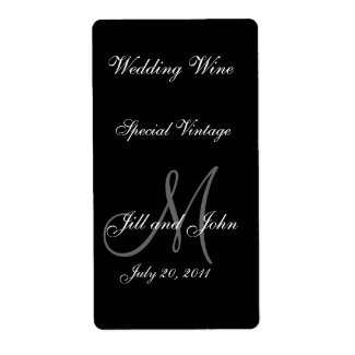 Wedding Wine Labels with Monogram, Names and Date label