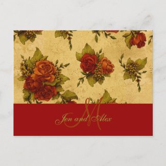 Wedding Wine Paisley Rose Invitation postcard