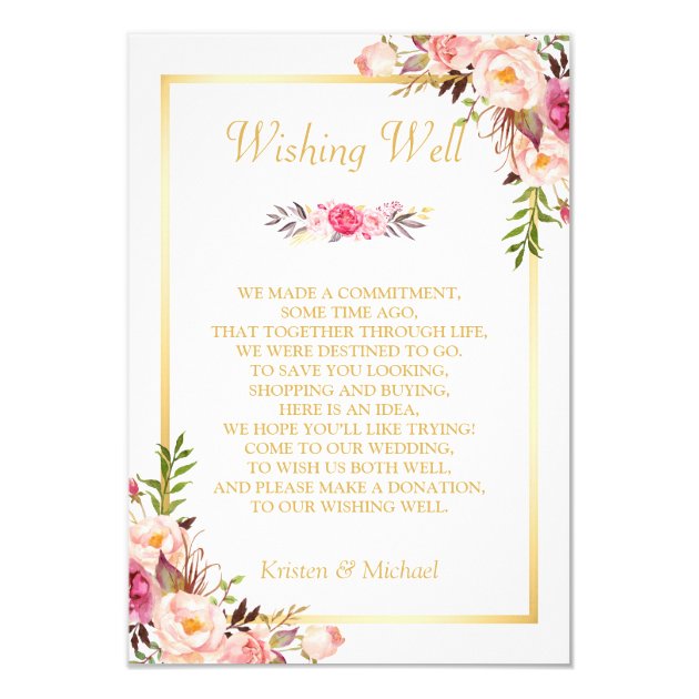 Wedding Wishing Well Gold Elegant Chic Floral Card