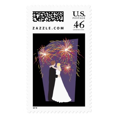 Wedding With Fireworks Stamps
