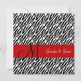 Wedding Zebra Stripes Monogram Names Invitation zazzle_invitation