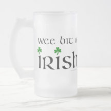 Wee Bit O' Irish Shamrock Frosted Glass Beer Mug