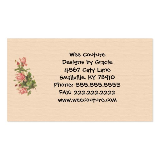 Wee Couture Children's Wear Business Card (back side)