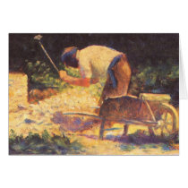 Weed knocking with wheelbarrow by Georges Seurat Greeting Card