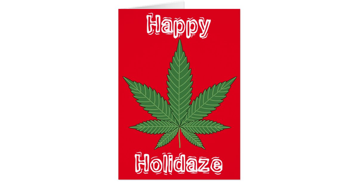 weed leaf christmas happy holidaze card zazzle christmas save the date cards