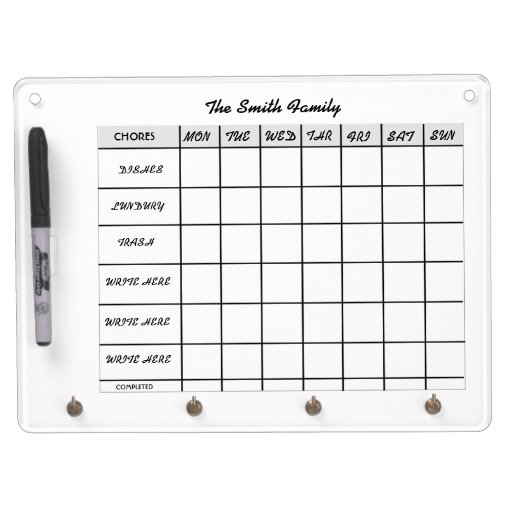 week-schedule-calendar-chores-dry-erase-board-zazzle