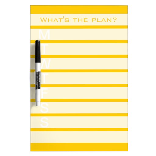 Weekly calendar dry erase board Yellow Zazzle Weekly calendar dry erase board Yellow Zazzle
