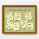Weekly Cleaning List Mousepad by MamasCupboard Weekly Cleaning List Mousepad