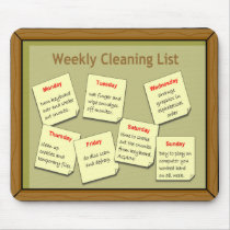 Weekly Cleaning List Mousepad by MamasCupboard Weekly Cleaning List Mousepad