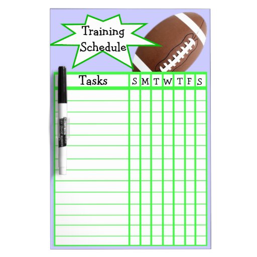 Weekly football training schedule dry erase board Zazzle
