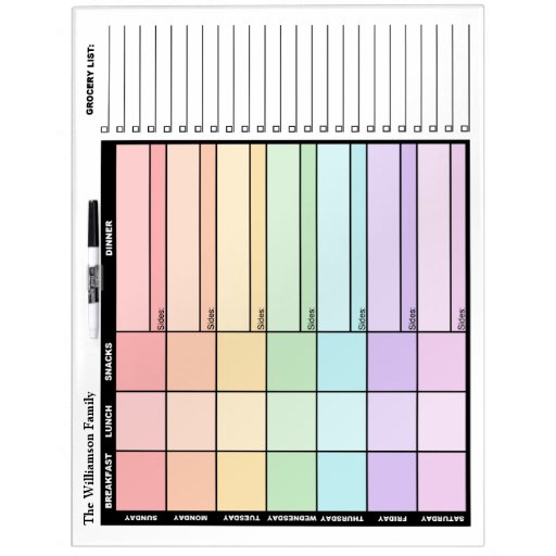 Weekly Meal Planning 22" x 16" Dry-Erase Board