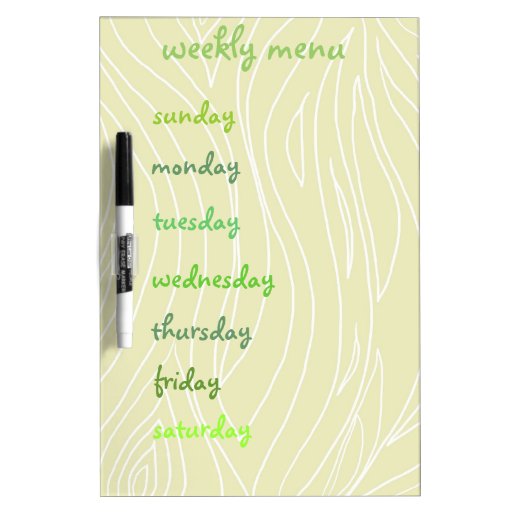 Weekly Menu Dry Erase Board Zazzle