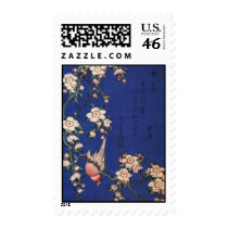 Weeping Cherry and Bullfinch, Hokusai Postage Stamps