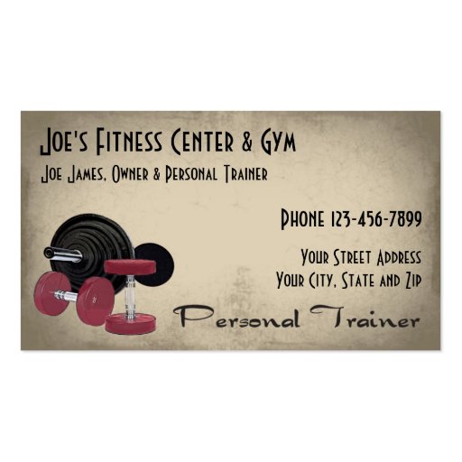 Weight Lifting Personal Trainer Business Card (front side)