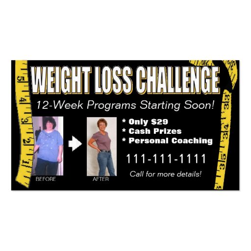 Weight Loss Challenge Business Card
