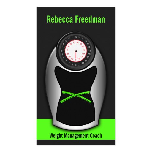 Weight Loss Coach Business Cards - Black and Green (front side)
