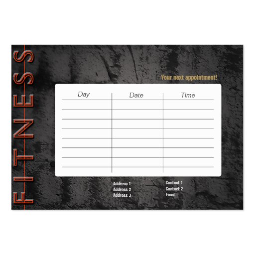 Weight Training - Business- / Schedule Card Business Card (back side)