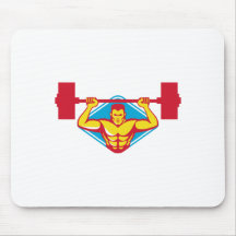 weightlifter body builder lifting weights  retro mousepad