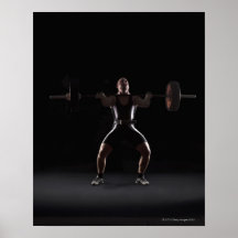 Weightlifter jerking weight posters