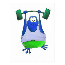 Weightlifting Frog Post Card