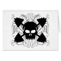 Weightlifting Skull Greeting Cards