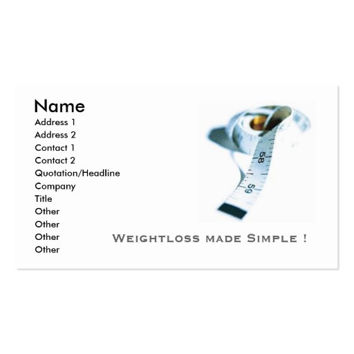 Weightloss business cards (front side)