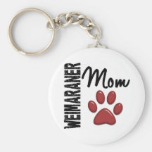 Weimaraner Mom Paw Print 2 Keychain