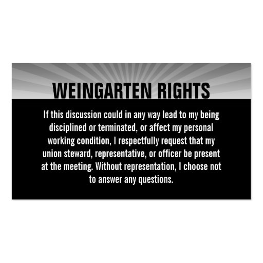 WEINGARTEN RIGHTS Business Card (back side)