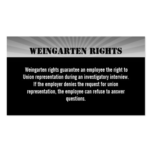 Weingarten Rights Card Business Card Templates (back side)
