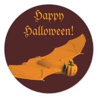 Weird Halloween Bat Round Sticker