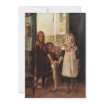 Weird portrait art of little girls with giant fish personalized invites