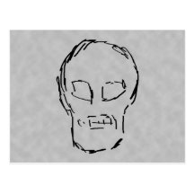 Weird Skull. Black. Sketch. Post Cards