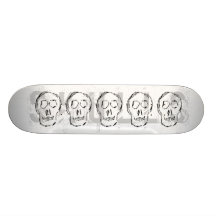 Weird Skull. Black. Sketch. Skate Board Deck