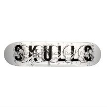 Weird Skull. Black. Sketch. Skate Board Deck