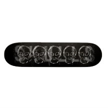 Weird Skull. White. Sketch. Custom Skate Board