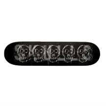 Weird Skull. White. Sketch. Custom Skateboard