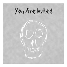 Weird Skull. White. Sketch. Personalized Invitation