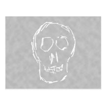 Weird Skull. White. Sketch. Post Card