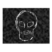 Weird Skull. White. Sketch. Postcards