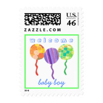 Welcome baby boy balloon stamp stamps