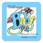 Welcome Baby Boy-Personalize It Square Stickers