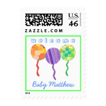 Welcome baby boy personalized balloon stamp stamps
